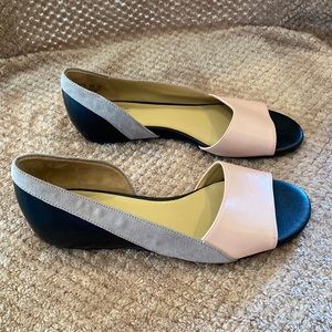 Naturalizer, peep toe flats, 7.5, black, gray, light pink, never worn
